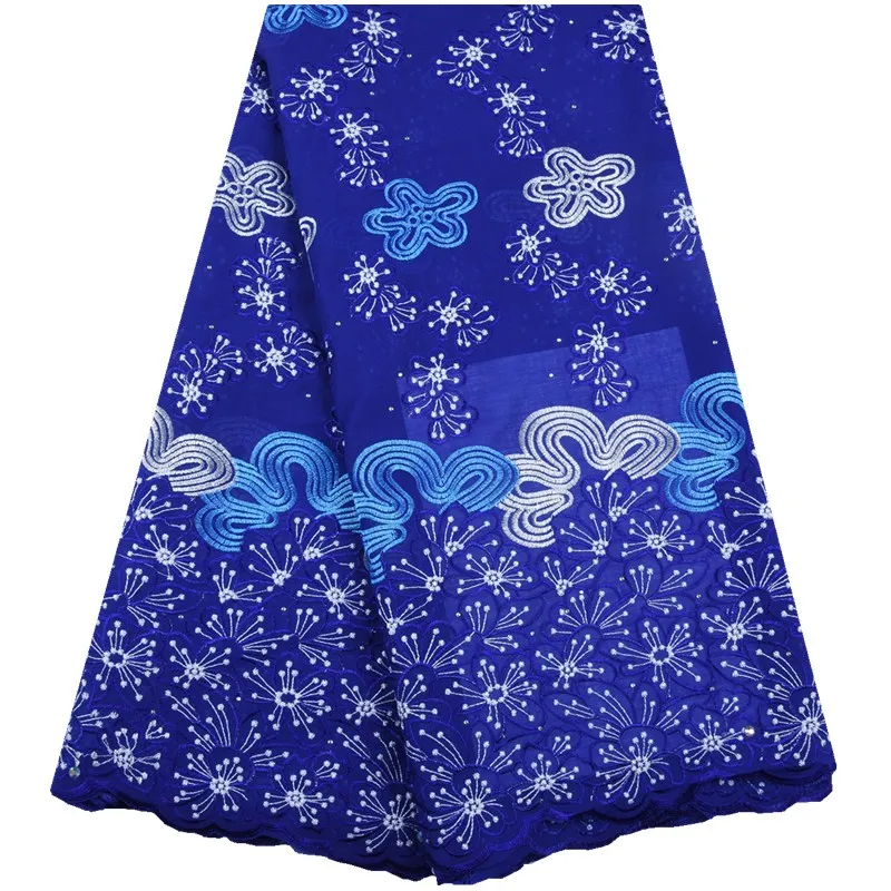 Новые сухие кружевные ткани Высококачественная хлопковая кружевная ткань синяя
