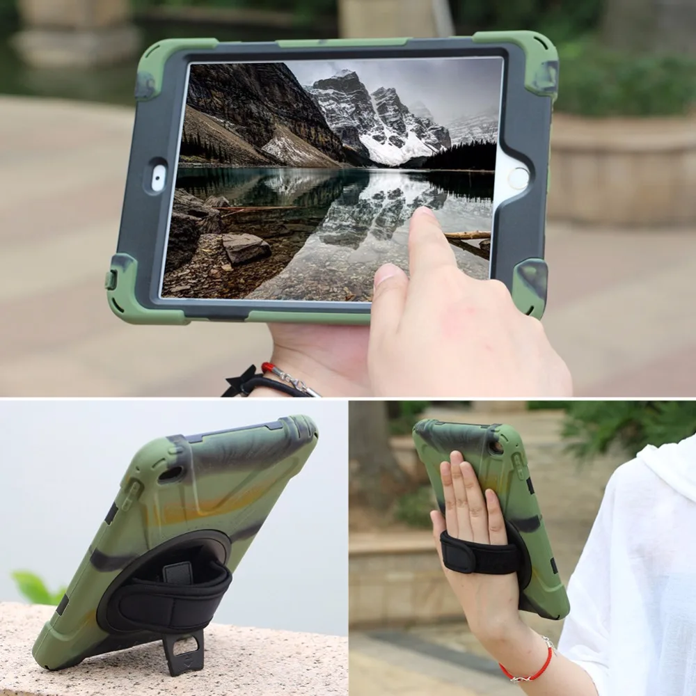 Прочный чехол для iPad mini 4 сверхмощный 3-слойный противоскользящий с 360 поворотной