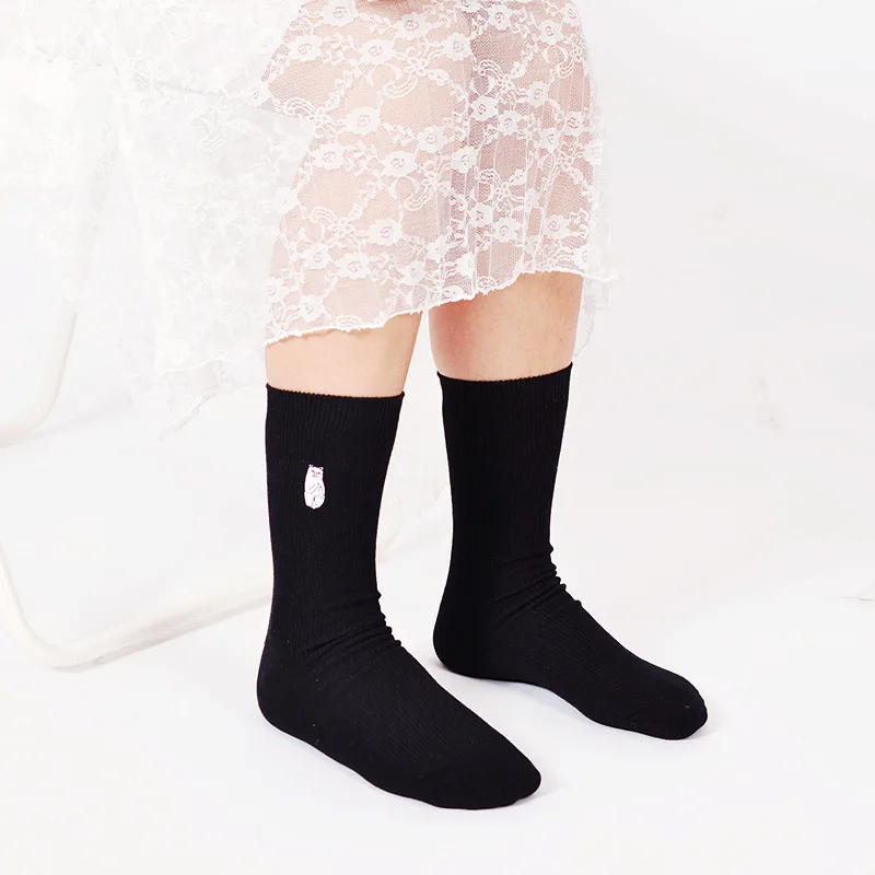 Корейские женские гольфы с забавной вышивкой в виде кота длинные носки стиле