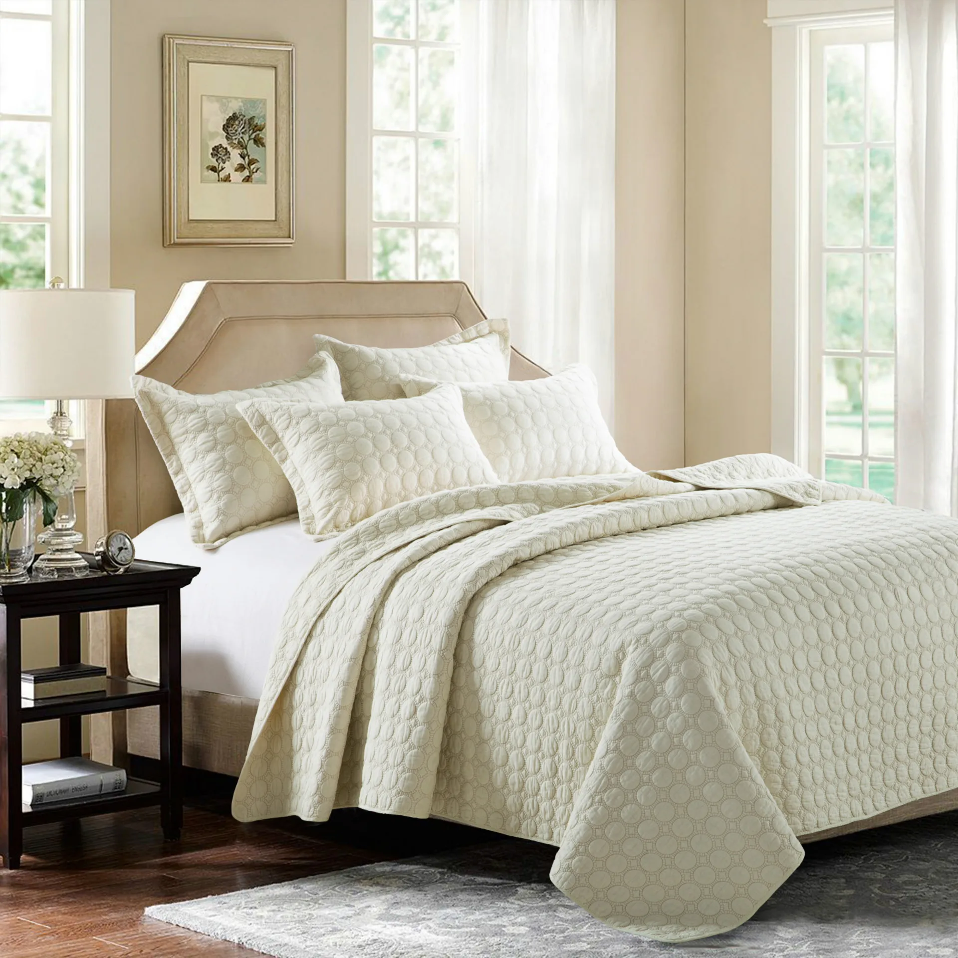 Комплект постельного белья из 3 предметов с простым принтом