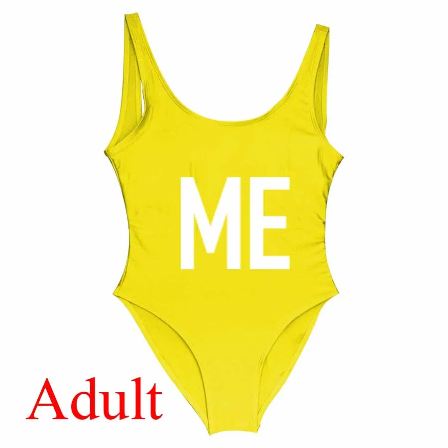 Adult Yellow Новые Купальники для мамы и дочки; одинаковые комплекты одежды для семьи; бикини для мамы и дочки; слитный купальник - Цвет: Adult Yellow