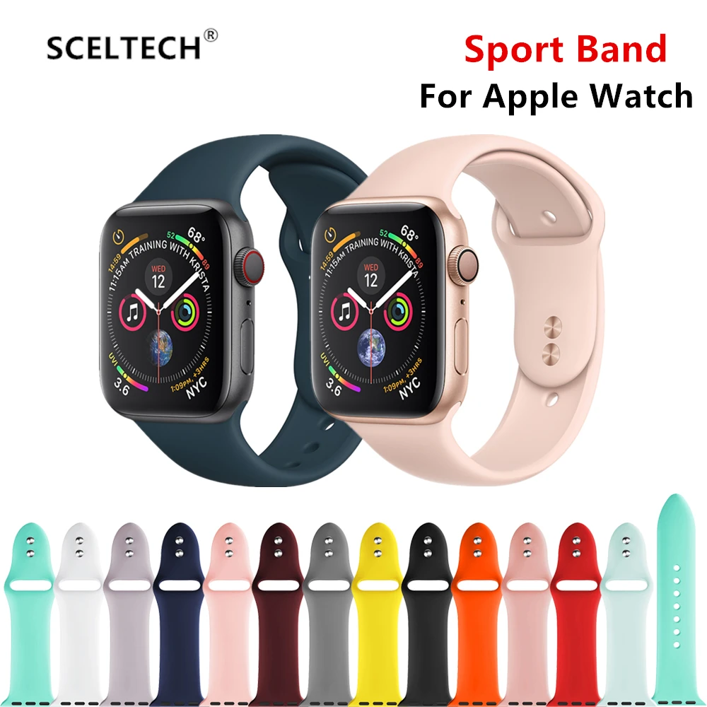 Ремешок SCELTECH для apple watch band 4 3 Iwatch band 38 мм 42 мм для apple watch ремешок 44 мм 40 мм спортивный силиконовый браслет ремешок для часов