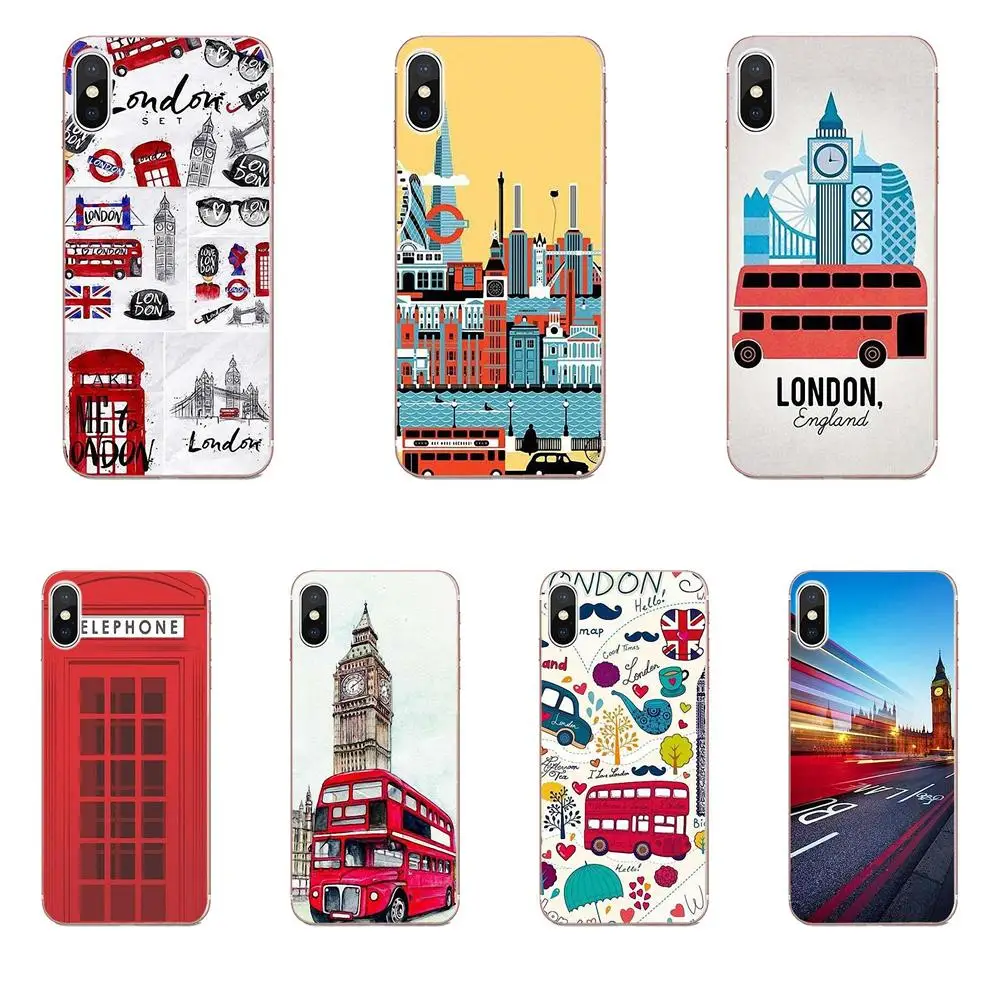 Мягкий модный Чехол для мобильного телефона London Big Ben Bus Samsung Galaxy Note 5 8 9 S3 S4 S5 S6 S7 S8 S9