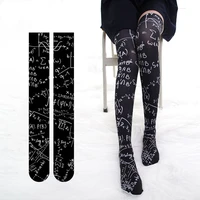 formula printed stockings lolita japanese school girls thigh highs high socks cosplay fancy long leg warmer