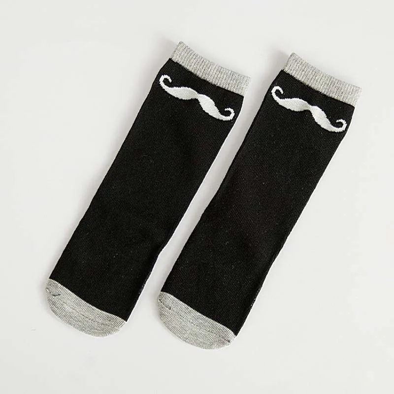 Black Moustache Мультфильм милые детские носки с принтом животных хлопок Детские носки для младенцев Высокие носки по колено; Носки с рисунком лисички для девочек; аксессуары - Цвет: Black Moustache
