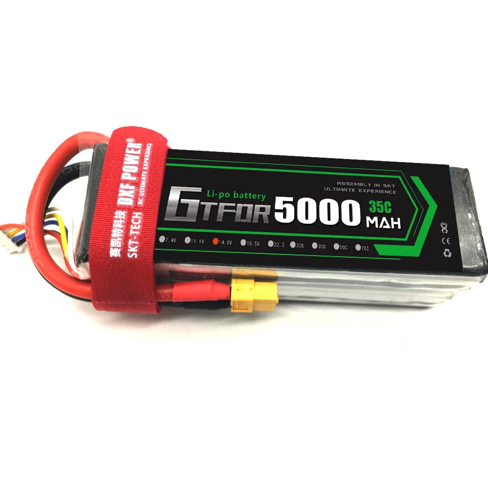 GTFDR RC аккумулятор 14 8 в 5000 мАч 35C 70C 4S LiPo литий полимерный для вертолета
