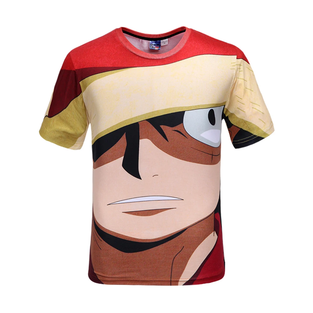 Летний Новый цифровой 3D мультфильм Аниме ONE PIECE Луффи печать футболка короткий