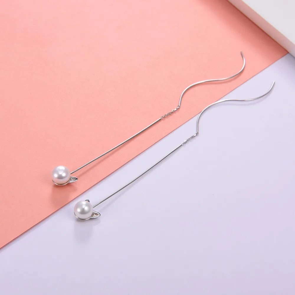 SILVERCUTE серьги с кошачьими ушками из пресноводного жемчуга для женщин 925 пробы