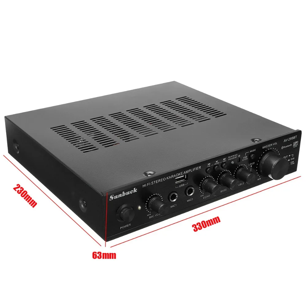 AV-298BT 220 В 300 Вт+ 300 Вт+ 120 Вт FM SD USB пульт дистанционного управления 5CH Bluetooth 4,1 стерео цифровой AV объемный усилитель караоке кинотеатр