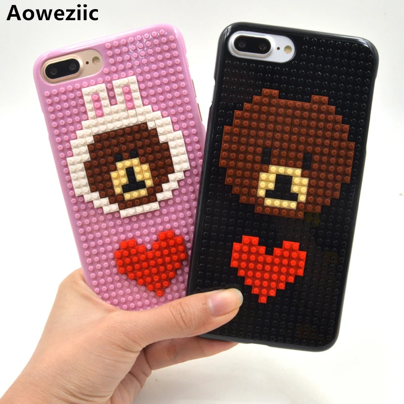 Aoweziic DIY чехол для iPhone7 6 S 8 Plus модный Legos блоки кирпичный мультфильм 7 P X XS MAX XR