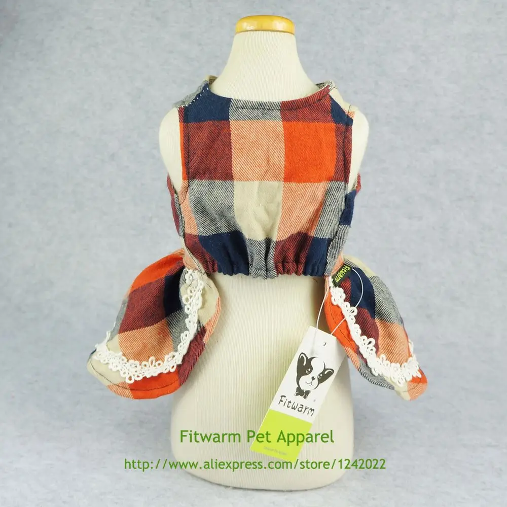 Fitwarm элегантное кружевное клетчатое платье для собак одежда домашних животных
