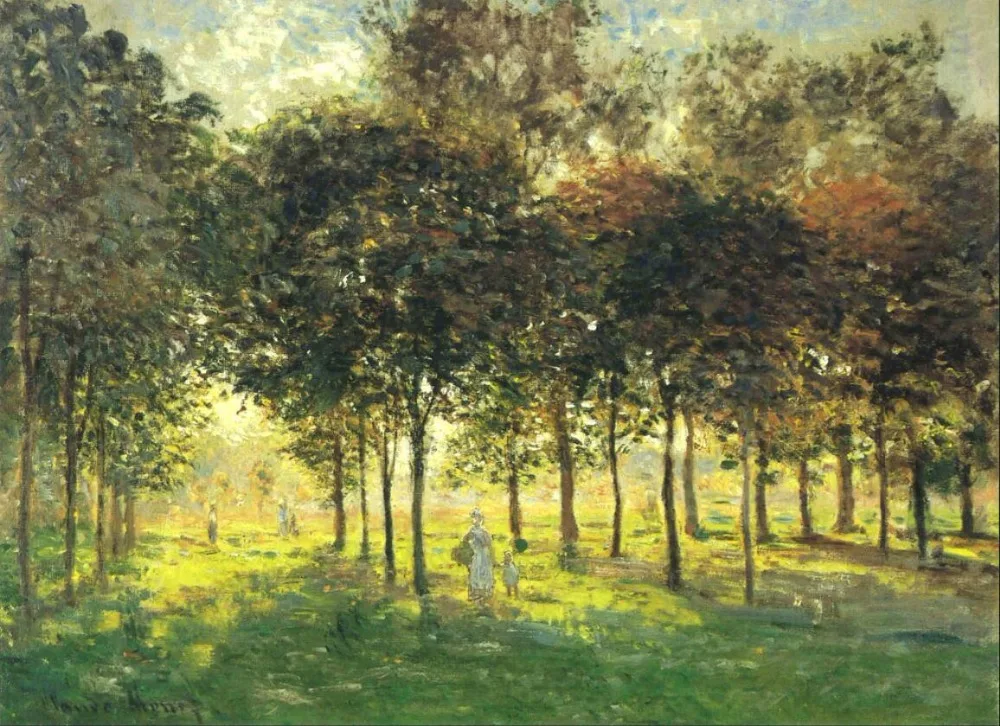 

High quality Oil painting Canvas Reproductions The Promenade at Argenteuil, Soleil Couchant (1874) By Claude Monet hand painted