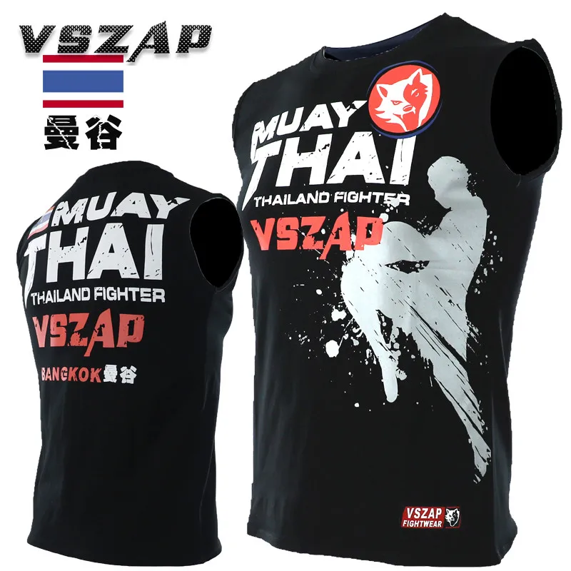 VSZAP Трикотажные изделия для MMA без рукавов бокс рубашка Муай одежда тайская