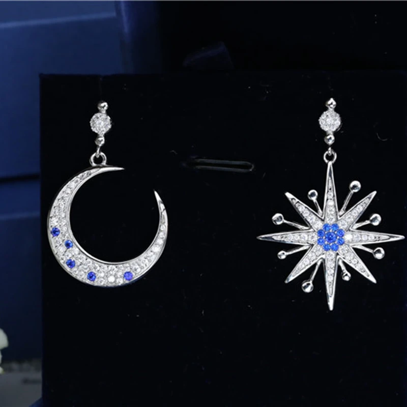 Женские серебряные Подвесные серьги New Moon Star из стерлингового серебра 925 пробы с