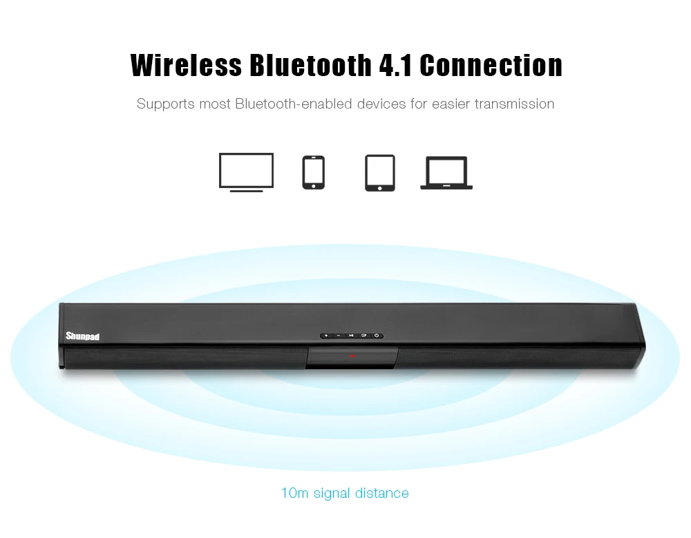 Shunpad Портативный Беспроводной Bluetooth Soundbar Динамик телевидения Сабвуфер Звук с