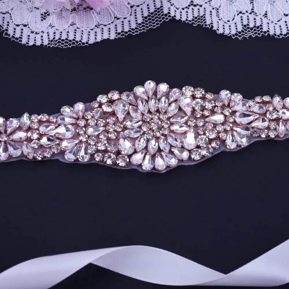 Rose Gold Rhinestones Bridal Belt Luxury Crystal Wedding Diamond Sash For Dress Accessories | Свадьбы и торжества