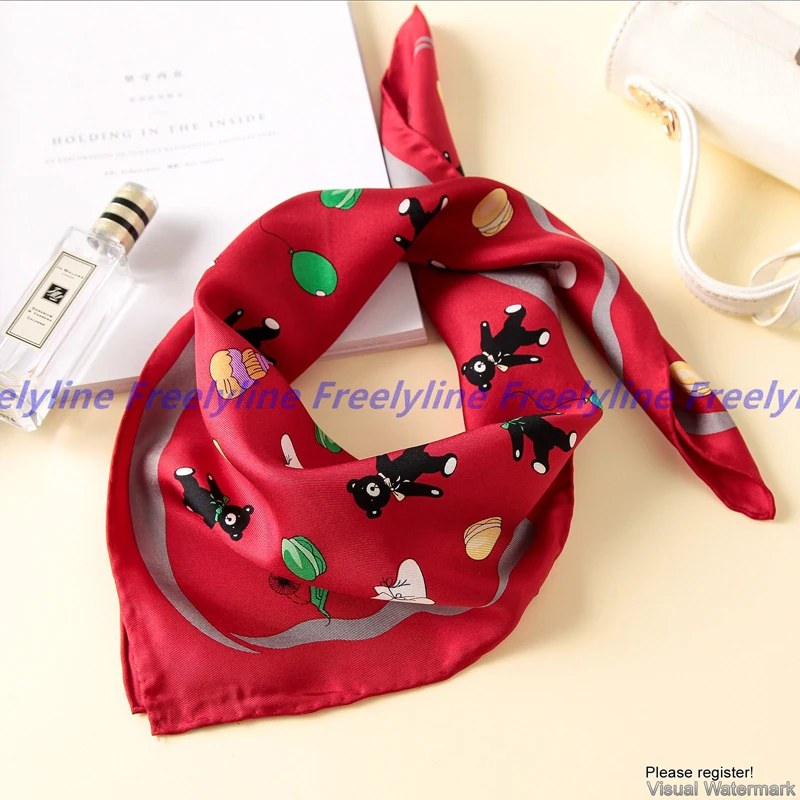 Милый Печатный Бандана Шарф маленький квадратный шелковый шарф шейный платок 100%