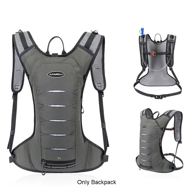 only gray bag ANMEILU, 3л, рюкзак для кемпинга, гидратация, 2л, сумка для воды, для спорта на открытом воздухе, бега, велоспорта, пешего туризма, гидратационный рюкзак для мужчин - Цвет: only gray bag