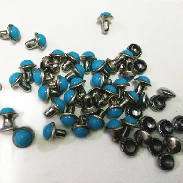 DIY100PCS 6 мм аксессуары Синий Бирюзовый трещин заклепки кожа ремесло панк-шпильки