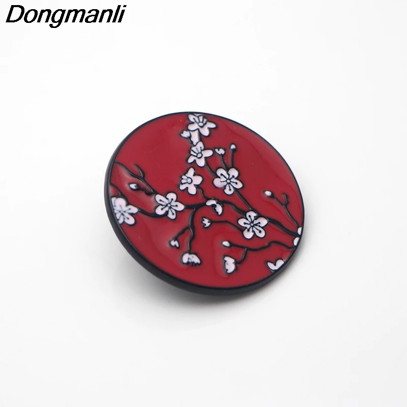 P3451 Dongmanli вишневые цветы металлические эмалированные булавки и броши для женщин мужчин нагрудные булавки рюкзак сумки значок для женщин Подарки