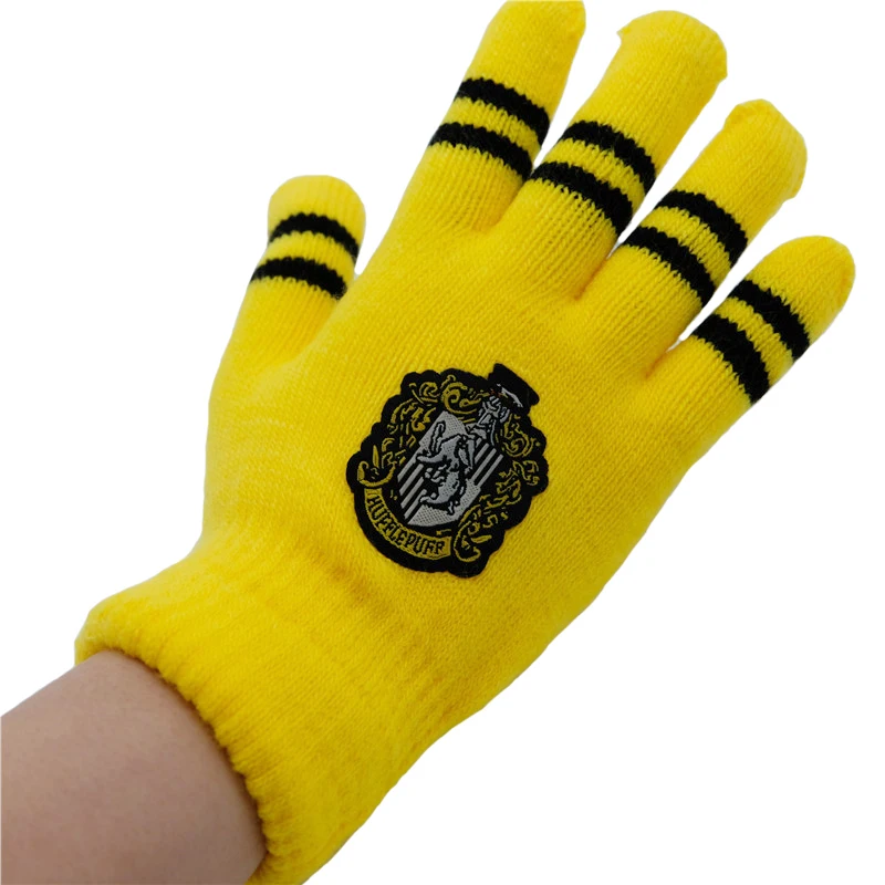 Перчатки COSREA, длинные носки, вязаные маскарадные костюмы Гриффиндор, Ravenclaw, Слизерин, Hufflepuff, чулки, варежки для мужчин, женщин, детей - Цвет: Hufflepuff gloves