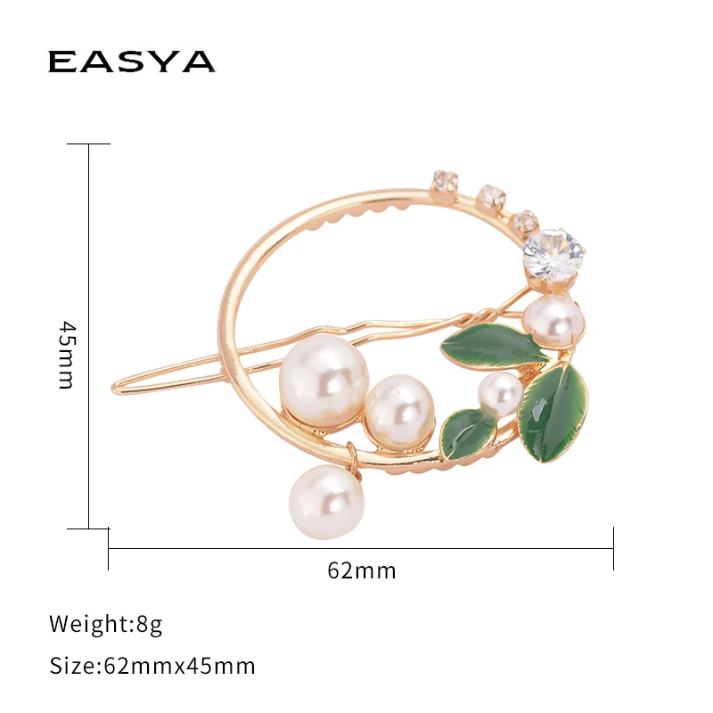 

EASYA New Simple Hollow Out Round Hairpin For Hair Women Simulated Pearl Leaf Geometric Hair Barrettes Accessories For Girls