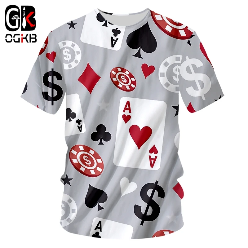 

OGKB T Shirts Hombre New O Neck 3D Tshirt Print Poker Funny 6XL Habiliment Unisex Summer Tee Shirt Drop Ship