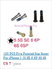 2 пакетов/лот полный набор винтов для iPhone 6 6Plus 6S 6S Plus Полные Винты Набор с серебряным дном пять звезд Pentalobe винты