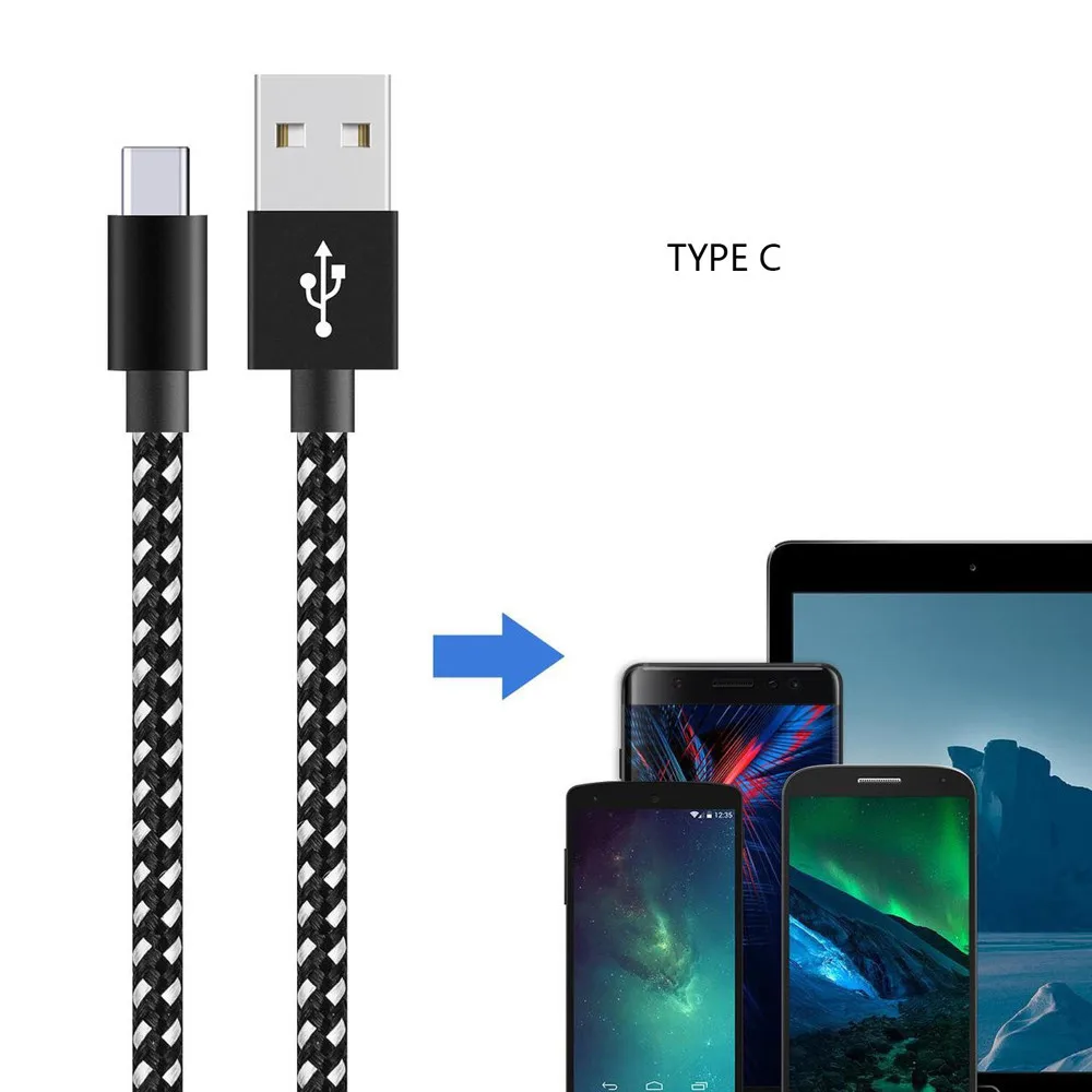 Micro usb кабель для быстрой зарядки 2.1A USB-C 3,1 type C кабель для быстрой зарядки для samsung 1 м/2 м/3 м кабель usbc