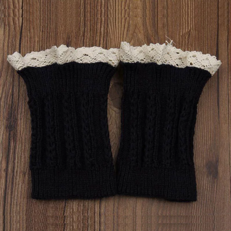 1 пара модные женские туфли вязаные крючком Кружево отделкой загрузки манжеты