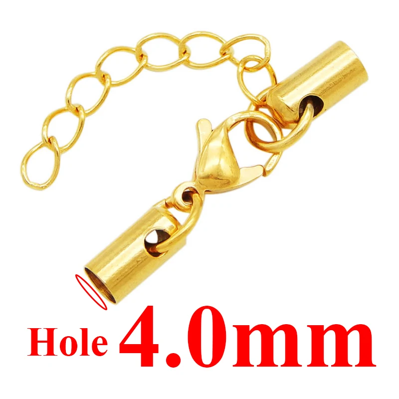 Gold 4.0mm Aiovlo 5 шт./лот из нержавеющей стали в виде лобстера застежка с цепочкой тон пряжка кожаный замок для шнура для самодельный кожаный браслет ювелирных изделий - Цвет: Gold 4.0mm