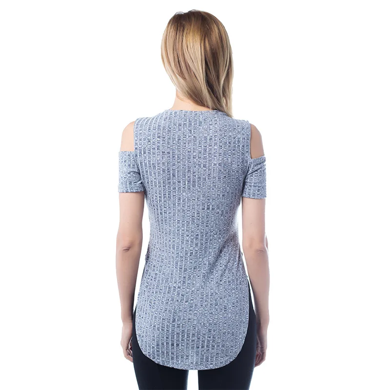 Новое поступление Лето 2017 г. Футболки Для женщин Мода с плеча короткий рукав