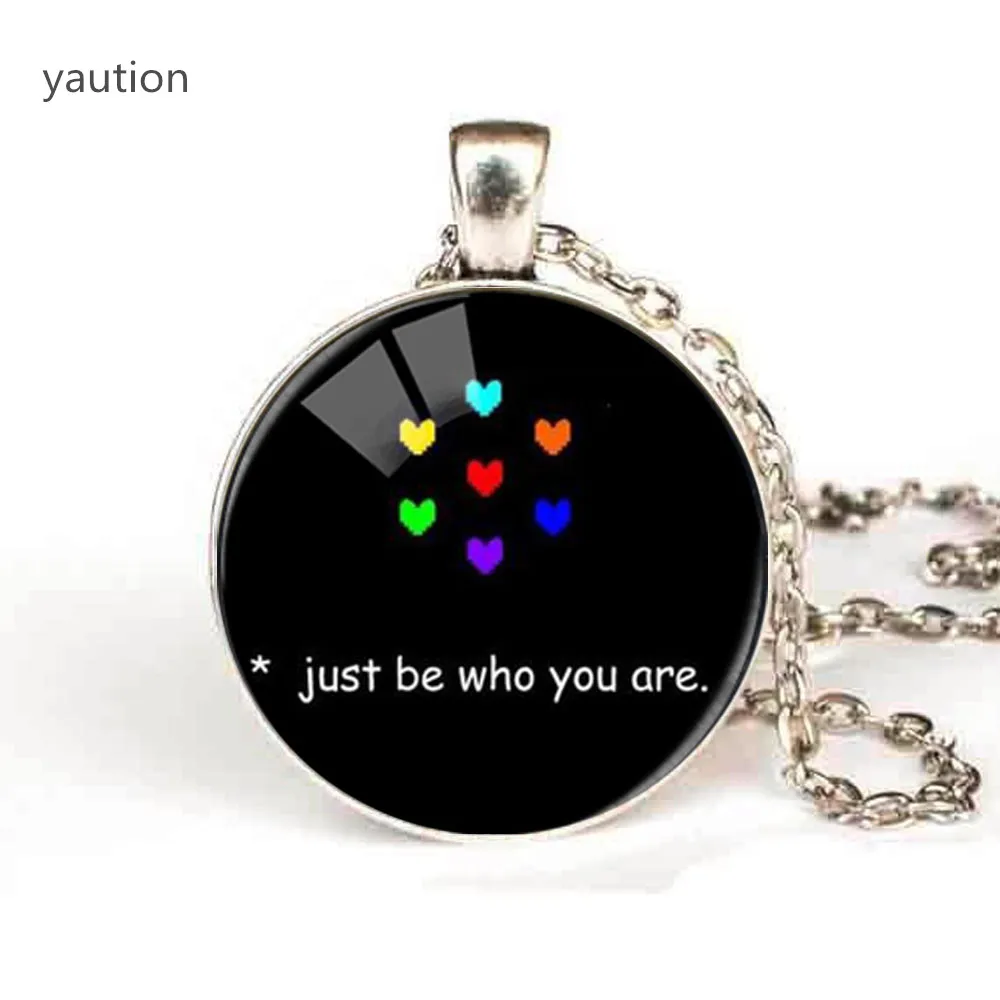 Хит продаж &quotJust Be Who You Are&quot цветное сердце фото стеклянные подвески черная