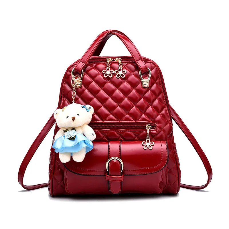 Wine red Rusoonnic женский рюкзак высокого качества из искусственной кожи Mochila Feminina кожаные рюкзаки женские школьные сумки mochilas mujer - Цвет: Wine red