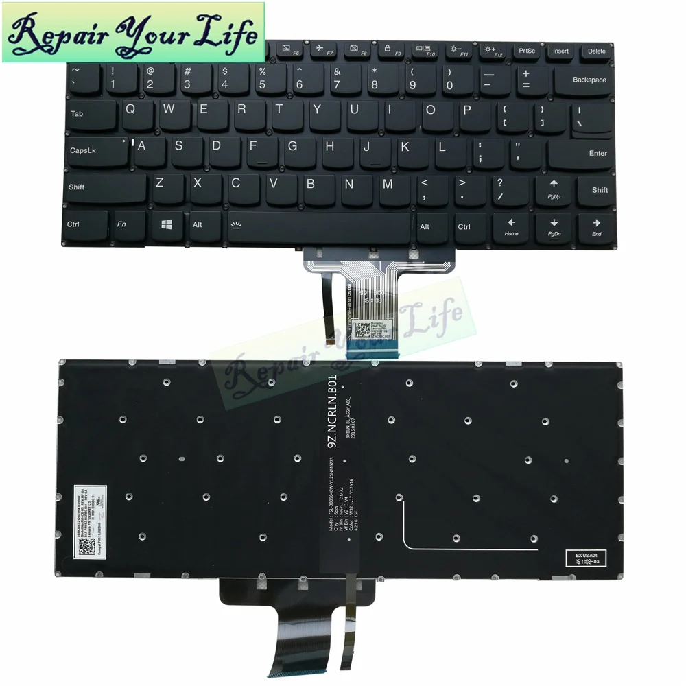 

Клавиатура с подсветкой для Lenovo Ideapad Yoga P/N:SN20K82123 9z. Ncrbc.b01, черная, оригинальная, быстрая доставка