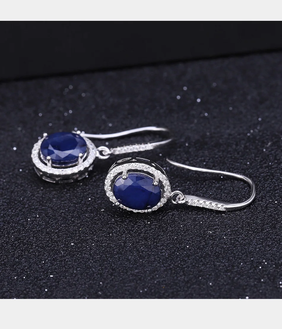 GEM'S BALLET 4.04Ct Натуральный Синий сапфир серьги-подвески с драгоценными камнями 925 пробы серебряные ослепительные серьги для женщин хорошее ювелирное изделие