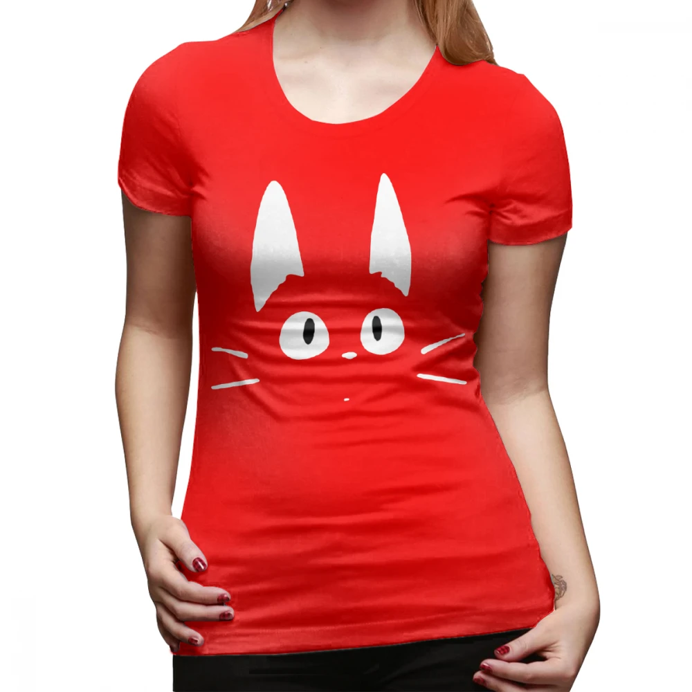 Япония кошка футболка Jiji Kiki S Сервис Футболка короткий рукав белая женская футболка уличная одежда с круглым вырезом Женская футболка - Цвет: Красный