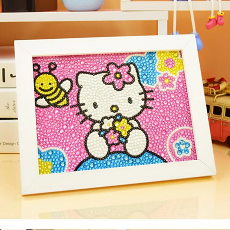 Новые прекрасные поделки 5D алмазов картина мультфильм яркие Kitty Cat полный вышивка Сияющий Алмазный Rhinestone картина подарки 15*20 см