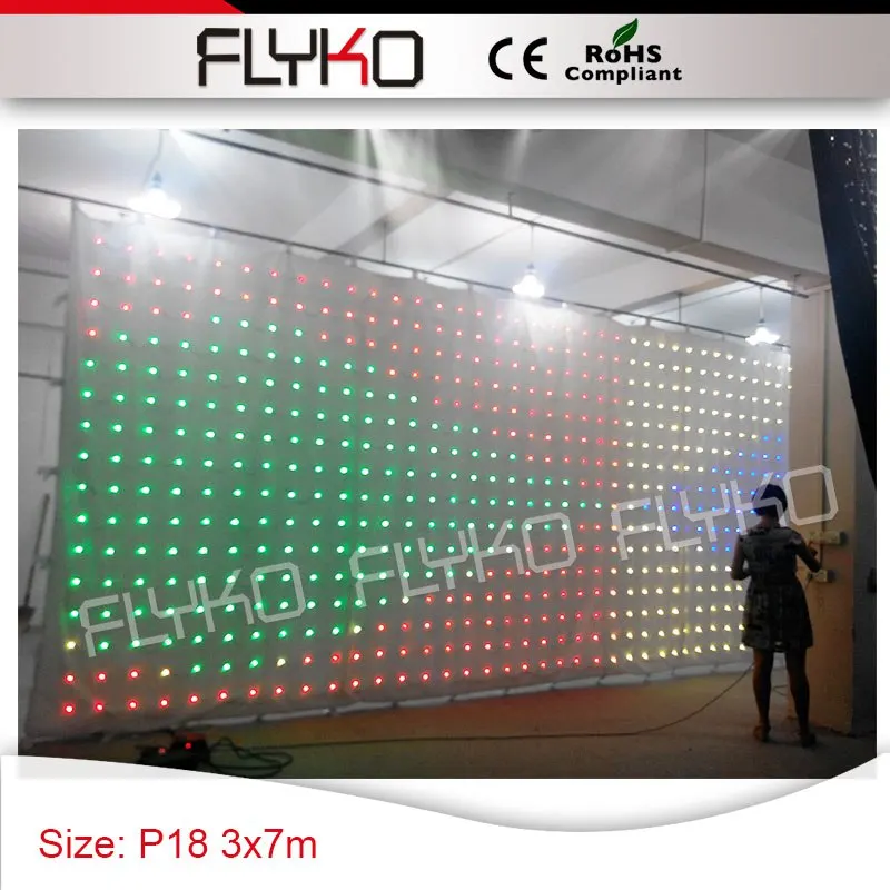 10ft x 23ft gif Видео дисплей белая ткань RGB3in1 светодиодное освещение P18 led dj экран видео занавес для киоск бар|video