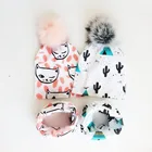 Детская шапка с помпоном на осень и зиму, детская Шапка-бини, шапочка, воротник, шарф, детская шапка, реквизит для фотосъемки