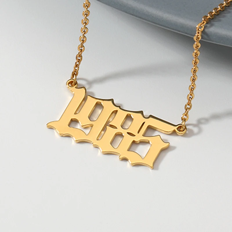 

Stainless Steel Birth Year Necklaces For Women Men Rose Gold Color Neck Chain Choker Male Female Pendant 1997 Necklace Jewelry