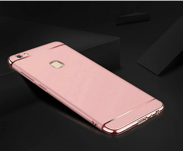 3 в 1 задняя крышка для Vivo v7 V 7 plus полная защита чехол для телефона для BBK Vivo V7+ Y75 Y79 позолоченный жесткий чехол - Цвет: Rose gold