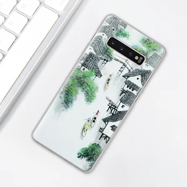 005 В китайском стиле живописи тушью чехол для телефона для samsung Galaxy S10e S10 плюс S7 S8 S9 Plus Note 8 9 M10 M20 M30 жесткий чехол Coque - Цвет: 005