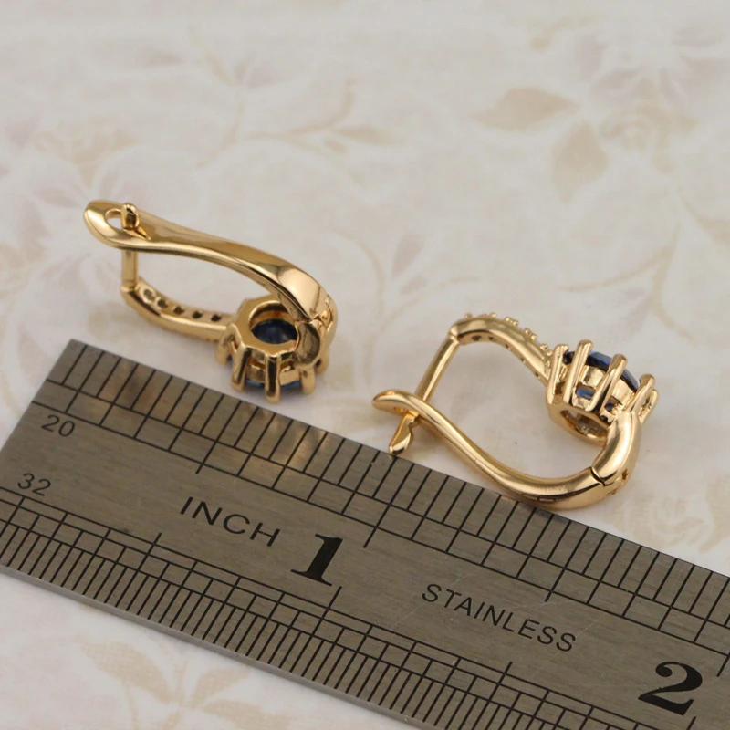 Classical Super Hot Nice Black Round CZ Gems Hoop Earrings Yellow Golden Plated Jewelry Gift For Woman EB400D | Украшения и