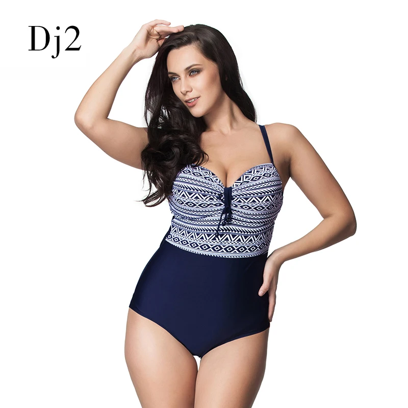 Сексуальный женский купальник с геометрическим принтом большой размер