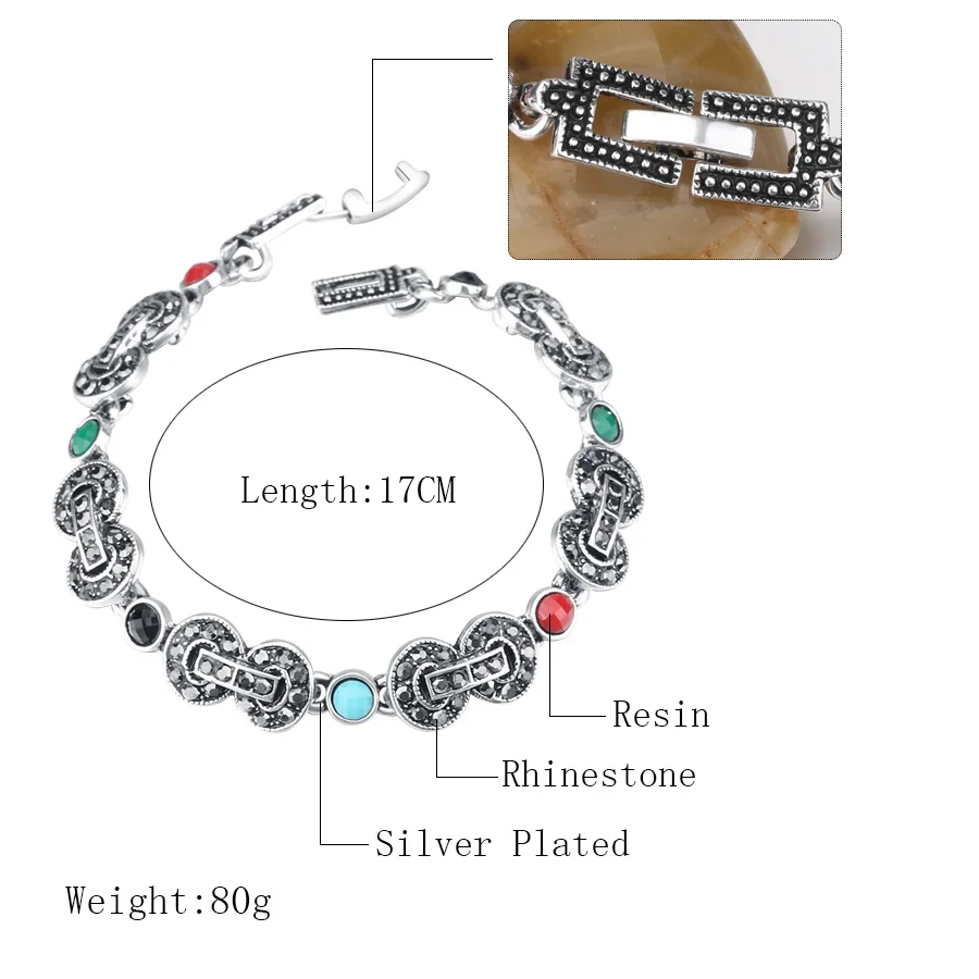 Женский винтажный браслет Серебристый 8 слов в богемном стиле бренд Kinel |