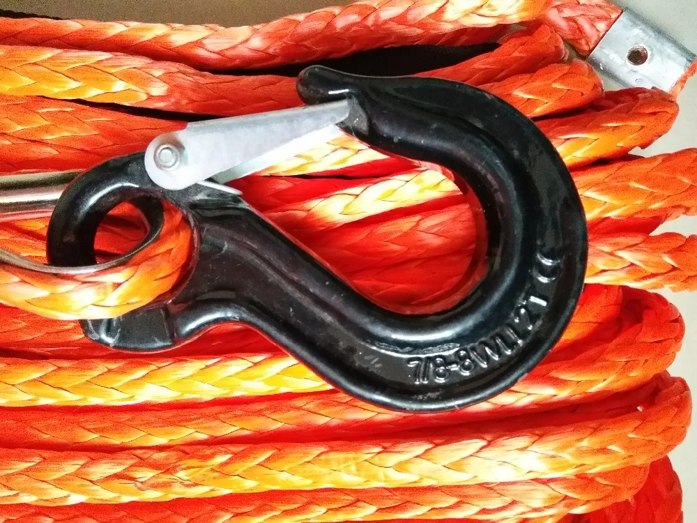 Синтетический трос для лебедок кабель uhmwpe с наперсом оболочкой и крючком 3/8x100