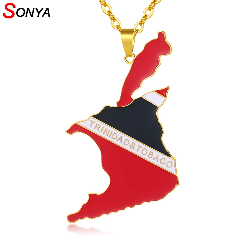 Большой кулон SONYA в виде карты/ожерелья с флагом для женщин/мужчин золотистого