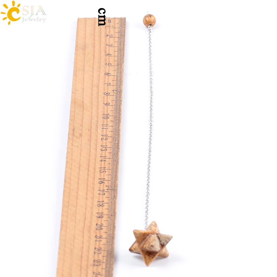 CSJA натуральный драгоценный камень Merkabah маятники для придавая гадания Wicca чакра рейки розовый кристалл лазурит оникс кулон F055