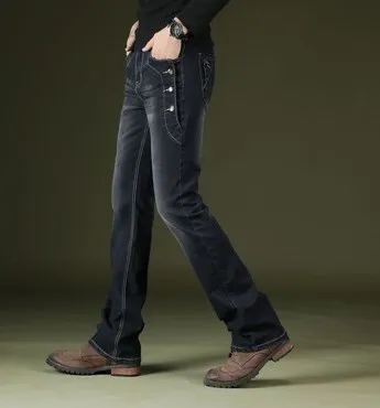 ICPANS Boot Cut, расклешенные джинсы для мужчин, Ретро стиль, стрейчевые, Классический крой, джинсы для мужчин, на каждый день, s BootCut, джинсы для мужчин, брюки,, модные, синие - Цвет: JQ-1883 black grey
